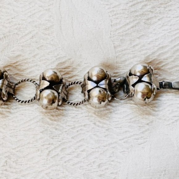 Sterling Silver Bracelet Links and Balls Vintage Taxco Mexico - Picture 3 of 4